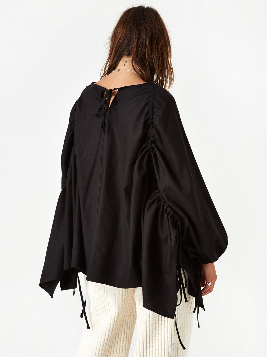 Baserange Baserange Honda Blouse Raw Silk - Black - Black