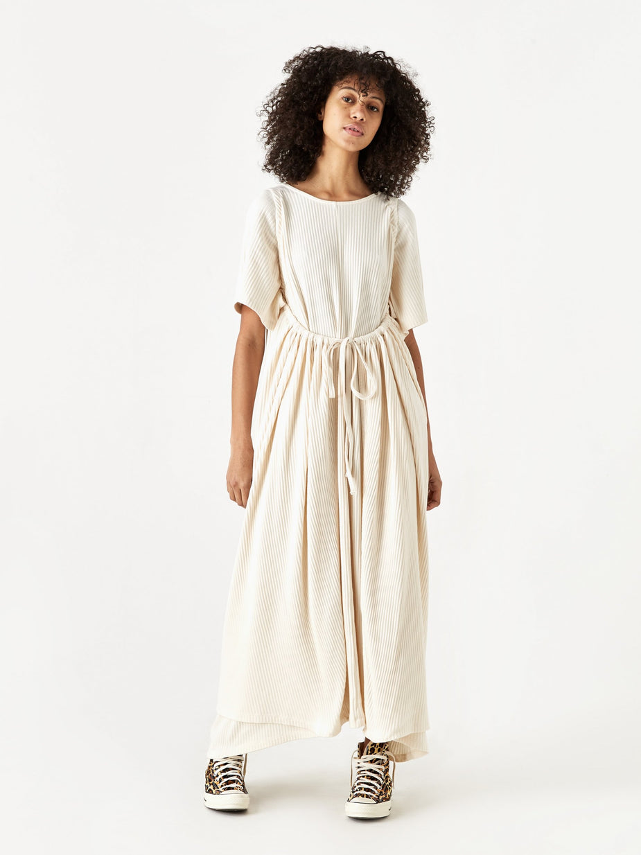 Baserange Baserange Honda Rib Fleece Dress - Off White - White