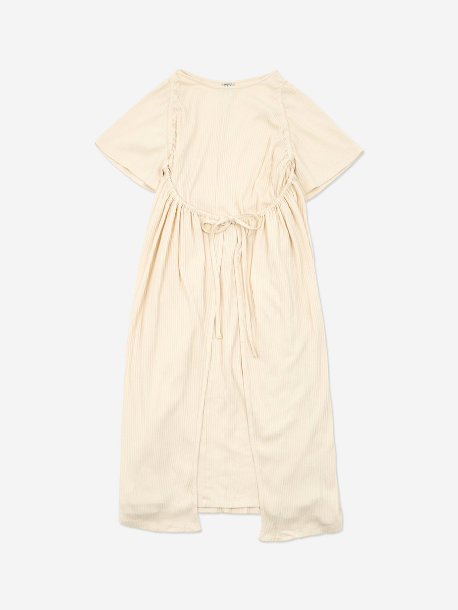 Baserange Baserange Honda Rib Fleece Dress - Off White - White