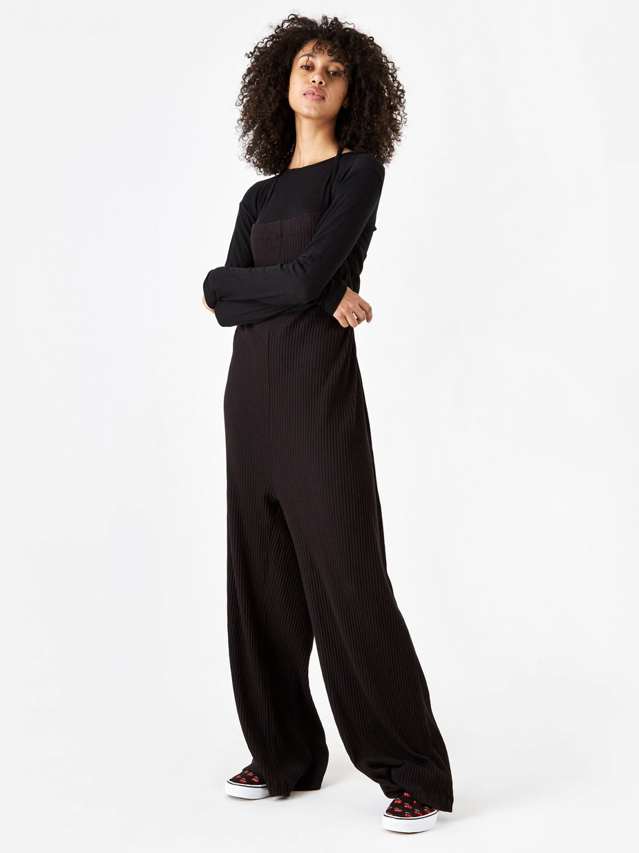 Baserange Baserange Honda Rib Fleece Jumpsuit - Black - Black