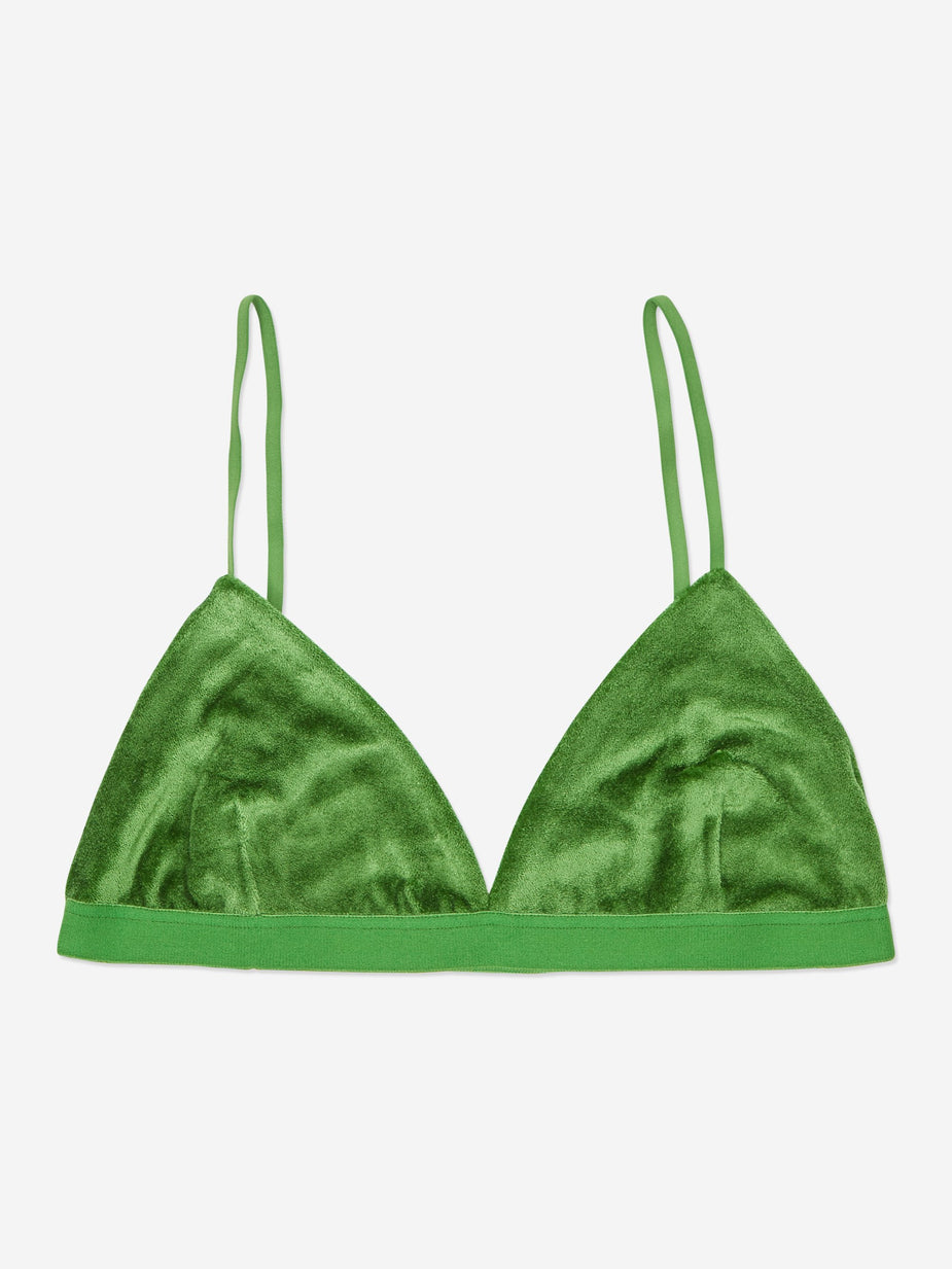 Baserange Baserange Mississippi Bra Shiny Velours - Fawn Green - Green