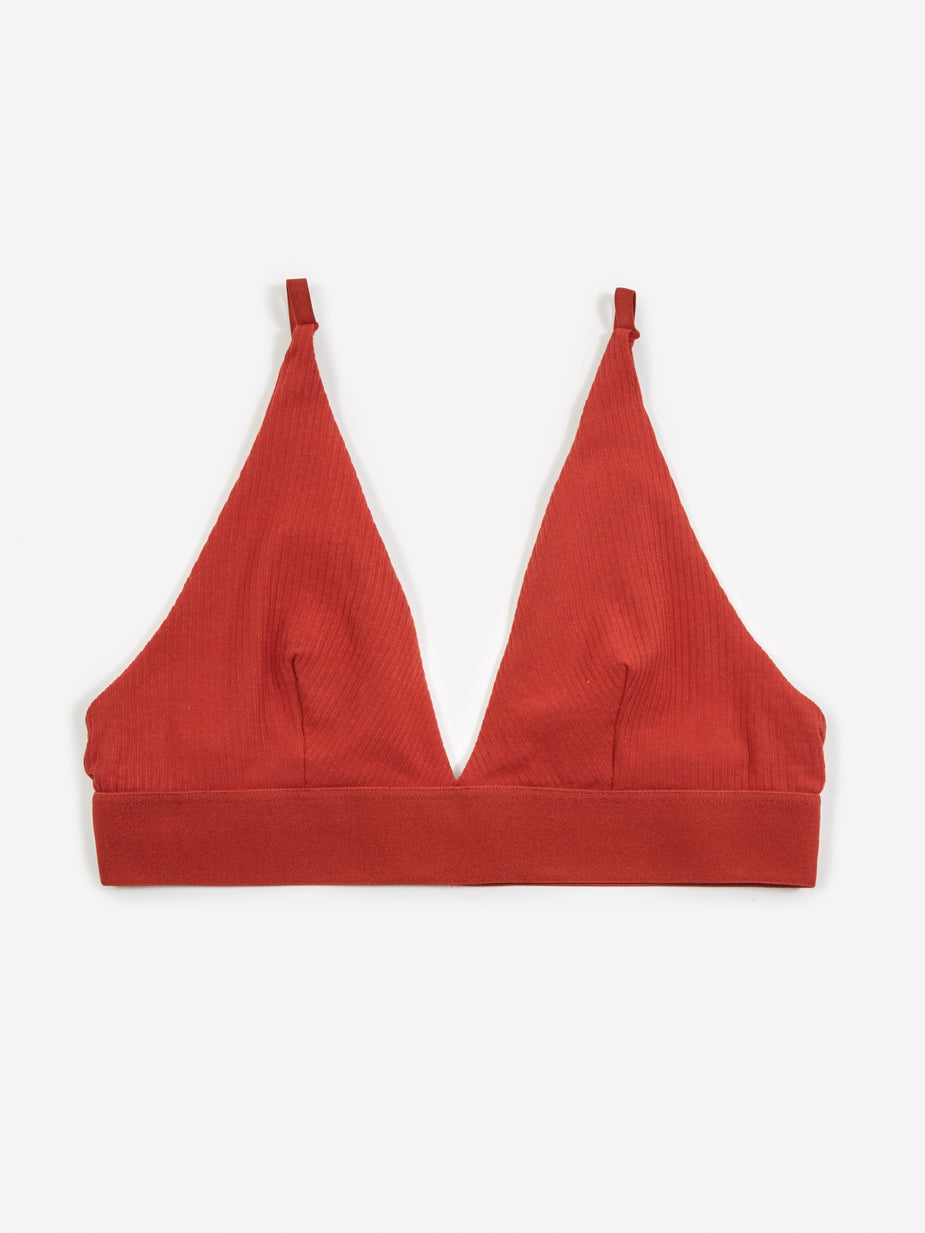 Baserange Baserange Triangle Bra Cotton Rib - Cherry Red - Red