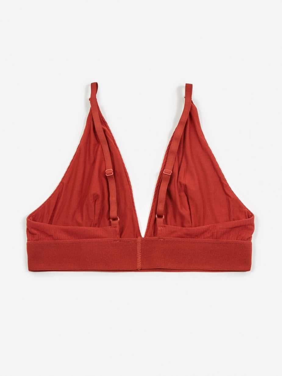 Baserange Baserange Triangle Bra Cotton Rib - Cherry Red - Red