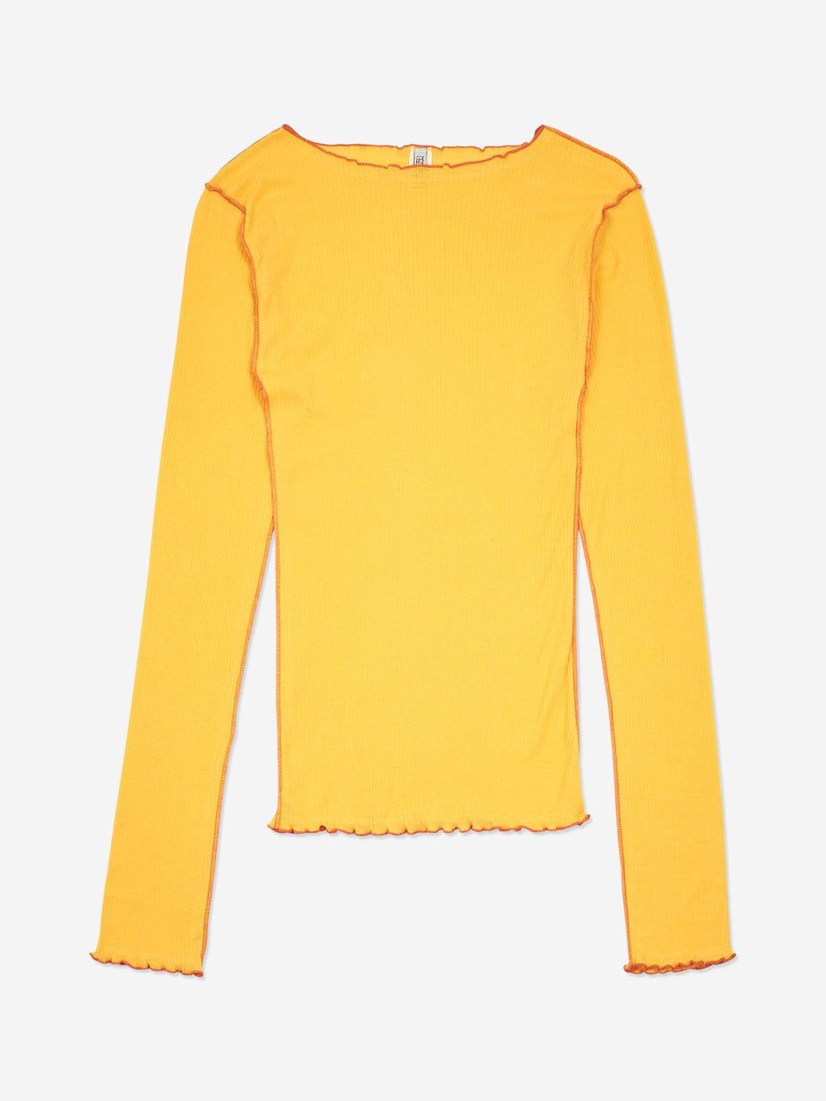 Baserange Baserange Vein Cotton Rib Longsleeve Top - Yellow - Yellow
