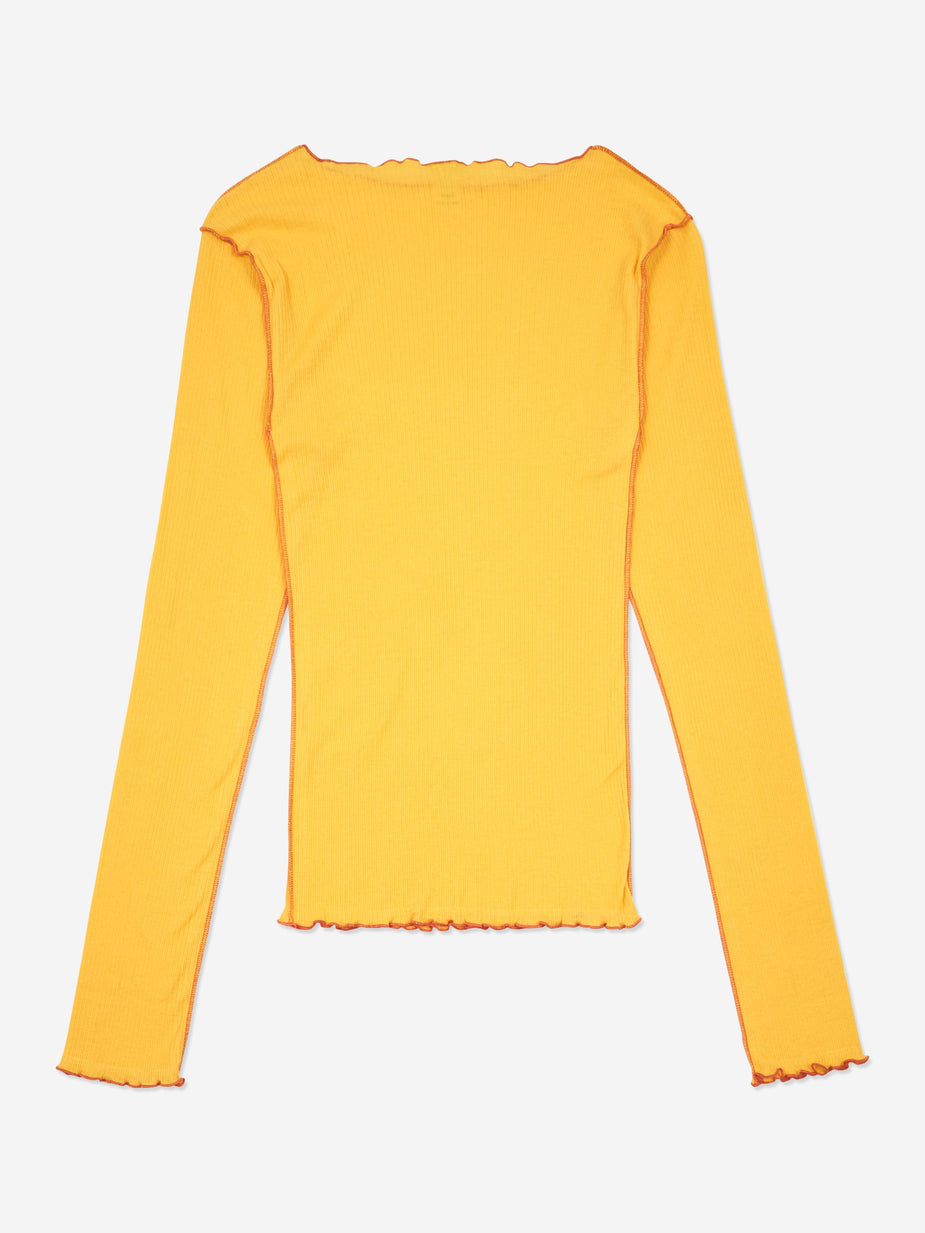 Baserange Baserange Vein Cotton Rib Longsleeve Top - Yellow - Yellow