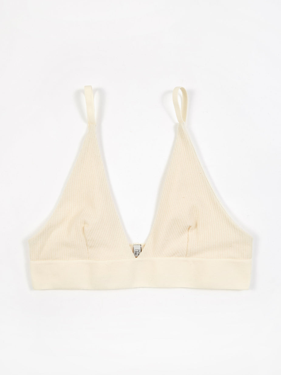 Baserange Baserange Rib Triangle Bra - Off White - White
