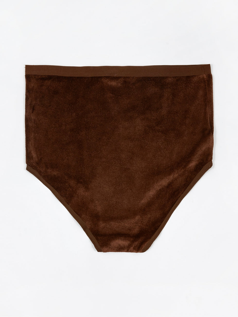 Baserange Baserange Highwaist Bell Pant Shiny Velour - Turnip Brown - Brown