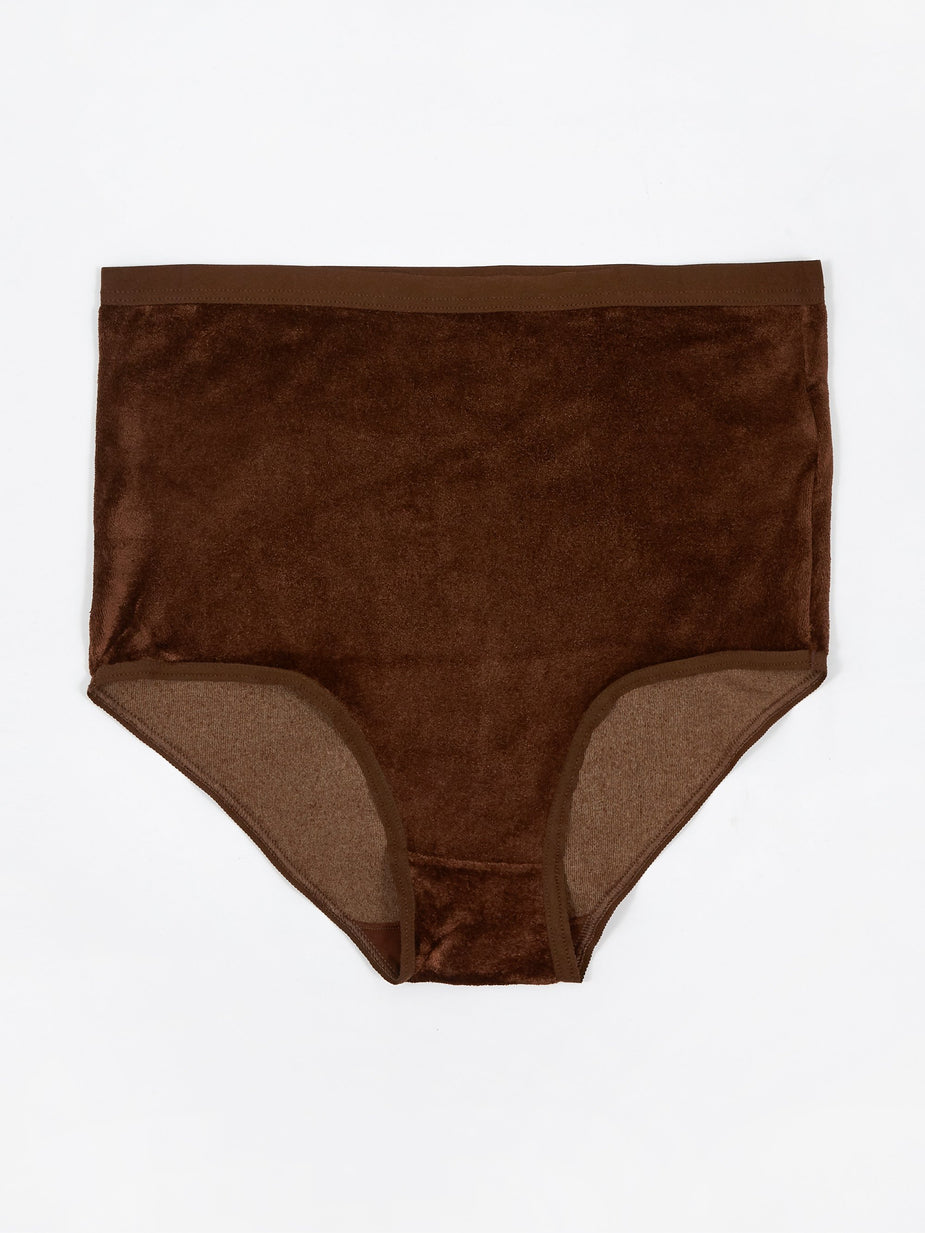 Baserange Baserange Highwaist Bell Pant Shiny Velour - Turnip Brown - Brown