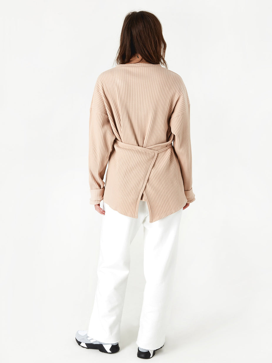 Baserange Baserange Shaw Longsleeve Rib Top - Gravel Beige - Neutrals
