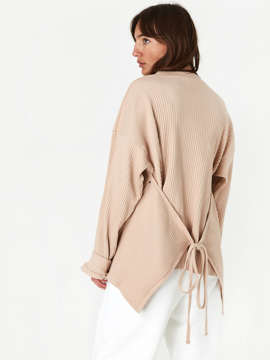Baserange Baserange Shaw Longsleeve Rib Top - Gravel Beige - Neutrals
