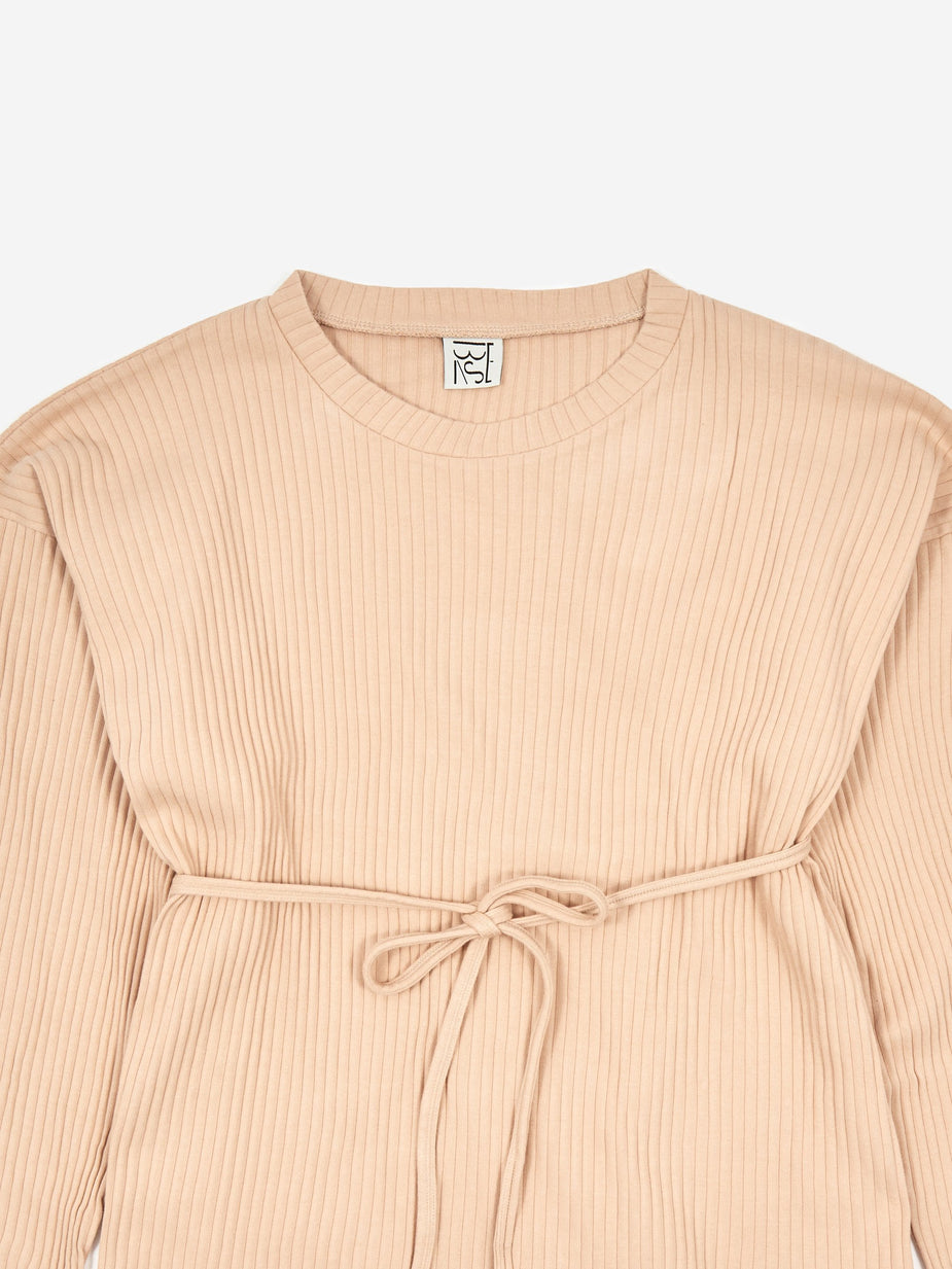 Baserange Baserange Shaw Longsleeve Rib Top - Gravel Beige - Neutrals