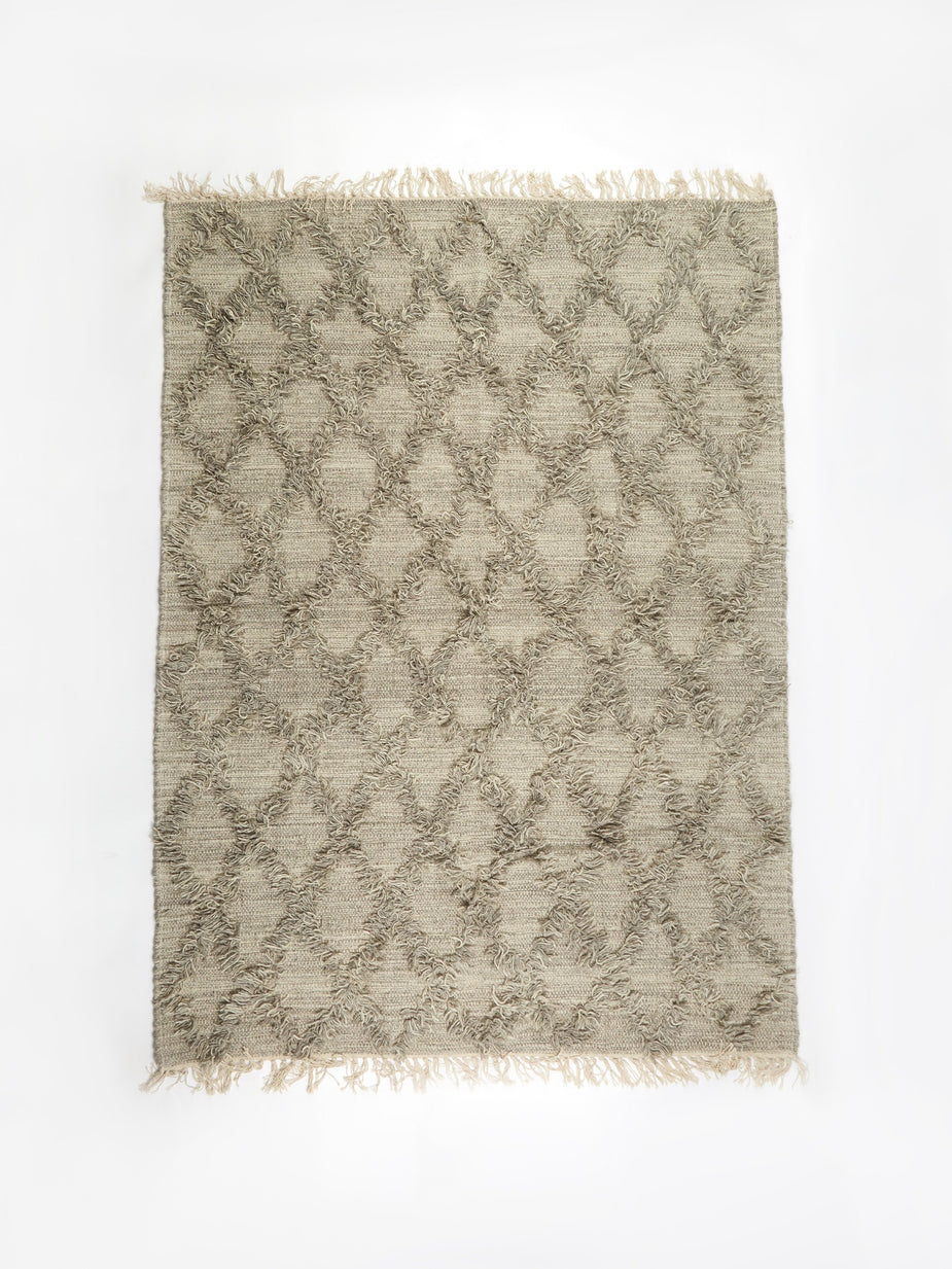 BasShu BasShu Wool Cross Rug 140x200cm - Grey - Other