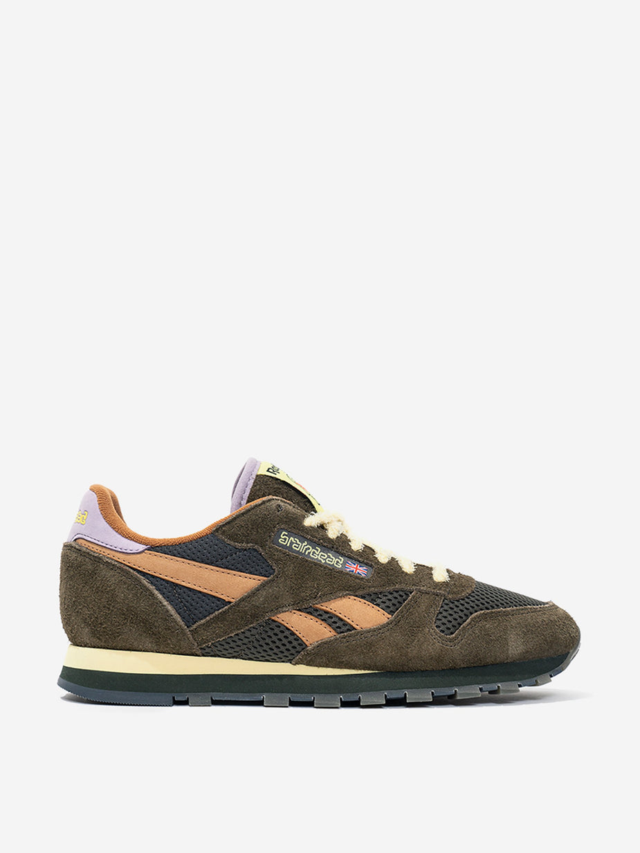 Reebok Reebok x Brain Dead Classic Leather - Moss/Soft Camel/Flitered Yellow - Green