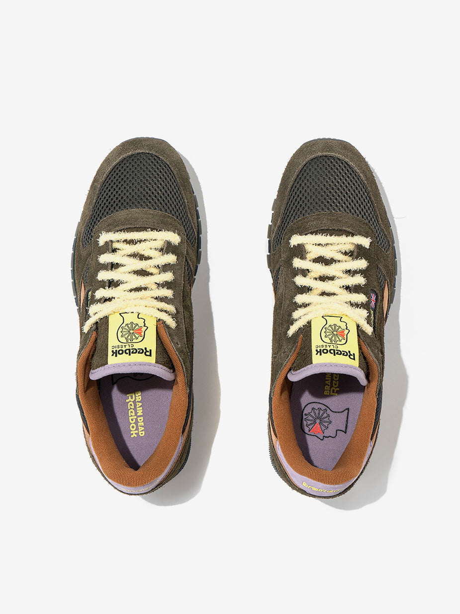 Reebok Reebok x Brain Dead Classic Leather - Moss/Soft Camel/Flitered Yellow - Green