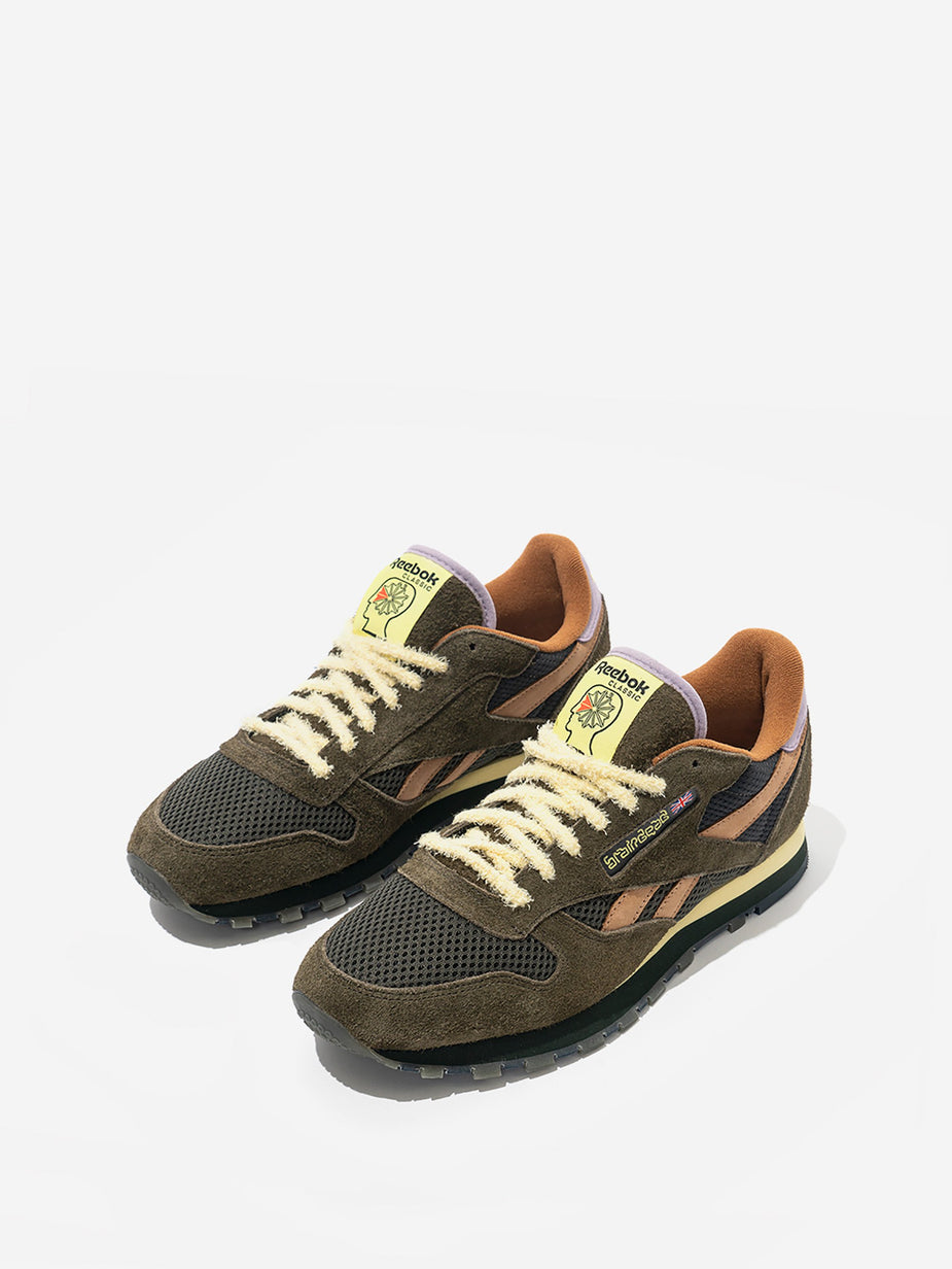 Reebok Reebok x Brain Dead Classic Leather - Moss/Soft Camel/Flitered Yellow - Green