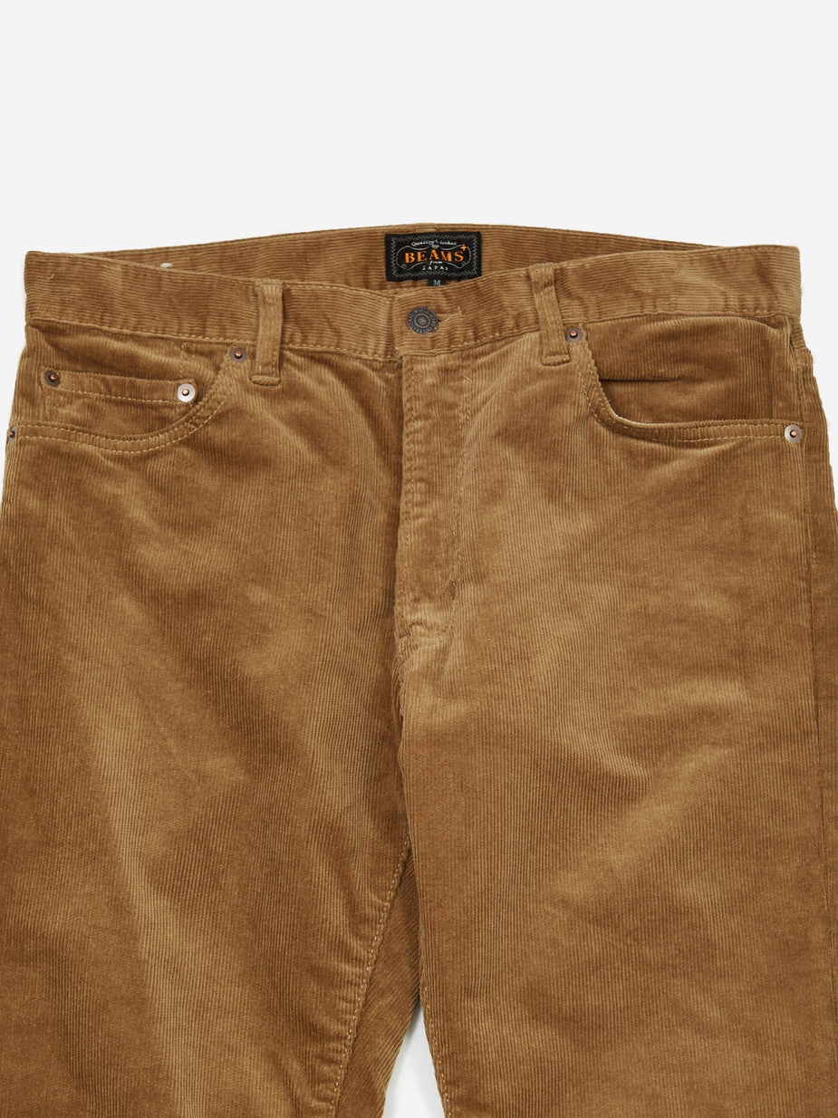 Beams Plus Beams Plus 5 Pocket Tapered Corduroy Trouser - Beige - Neutrals