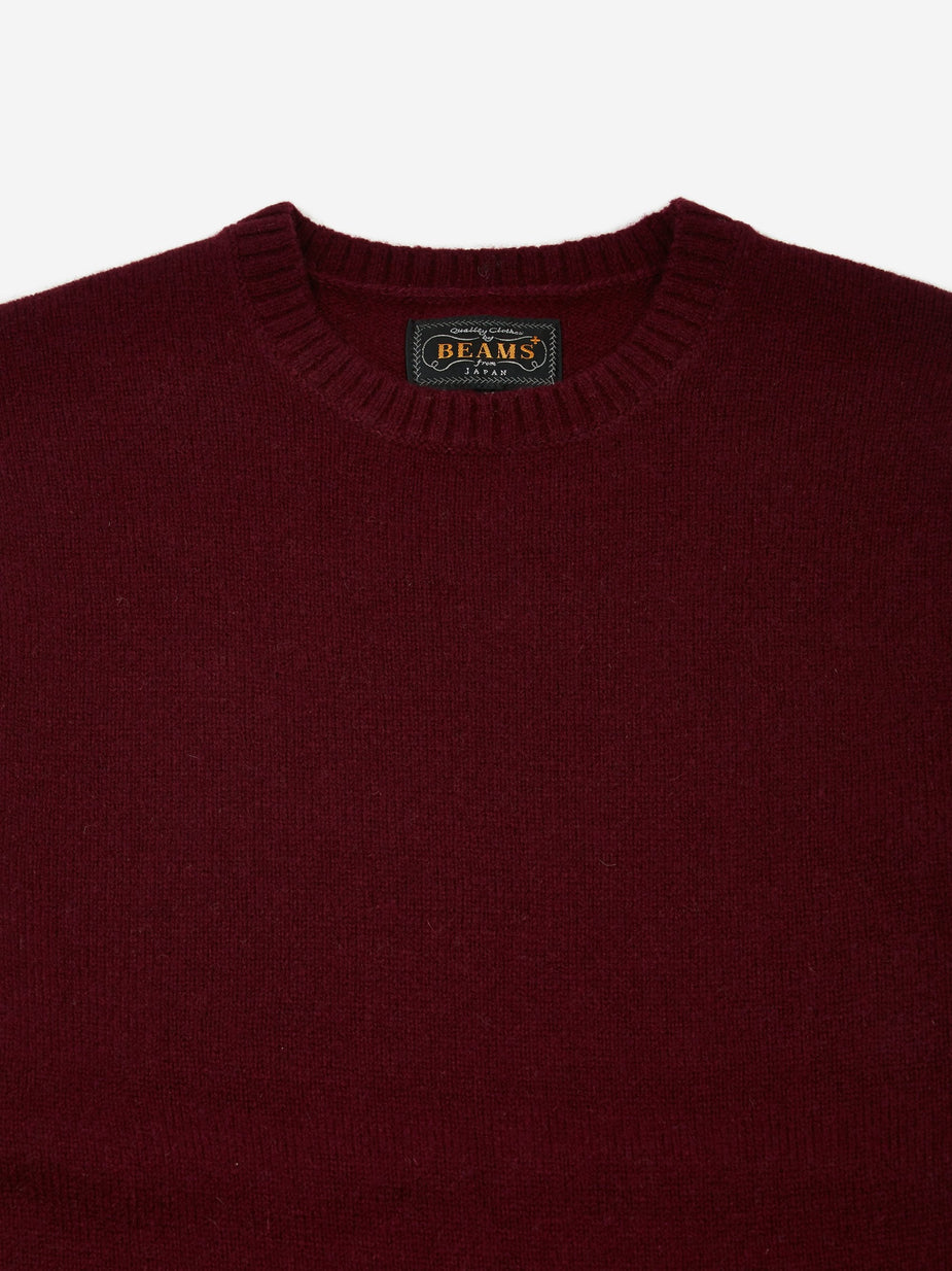 Beams Plus Beams Plus 7G Crew Neck Jumper - Burgundy - Red