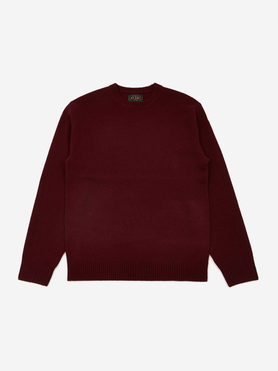 Beams Plus Beams Plus 7G Crew Neck Jumper - Burgundy - Red
