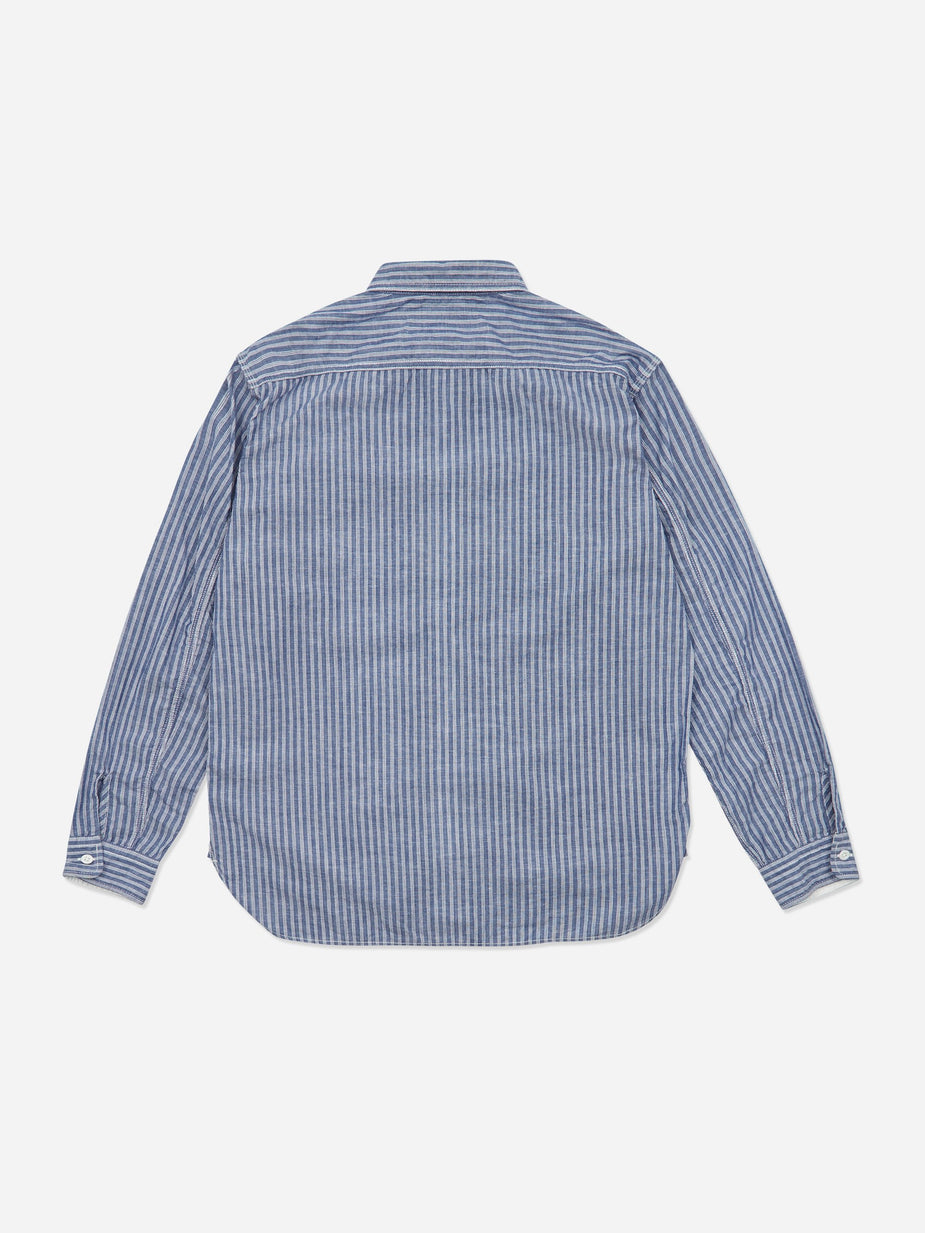 Beams Plus Beams Plus Cotton Linen Stripe Work Shirt - Blue - Blue