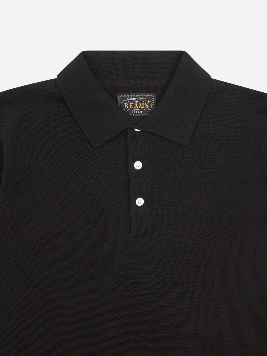Beams Plus Beams Plus Knit Cotton 12G Polo Shirt - Black - Black