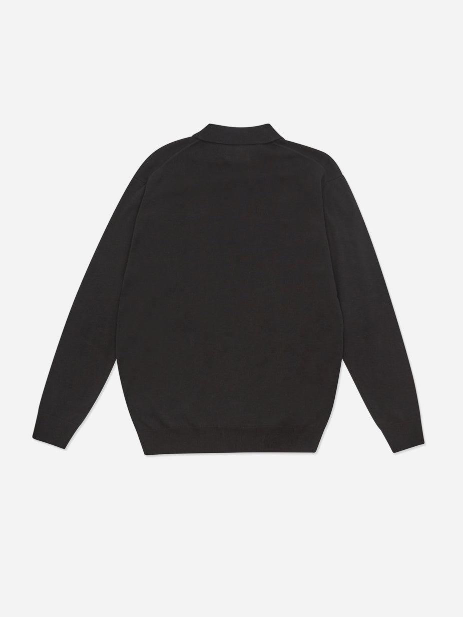 Beams Plus Beams Plus Knit Cotton 12G Polo Shirt - Black - Black