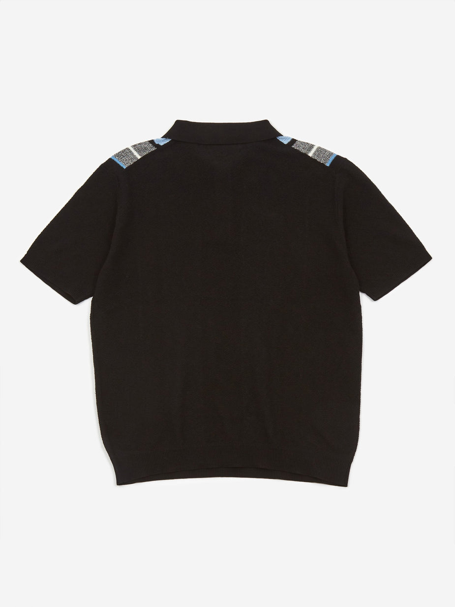 Beams Plus Beams Plus Knit Polo Stripe Shirt - Black - Black