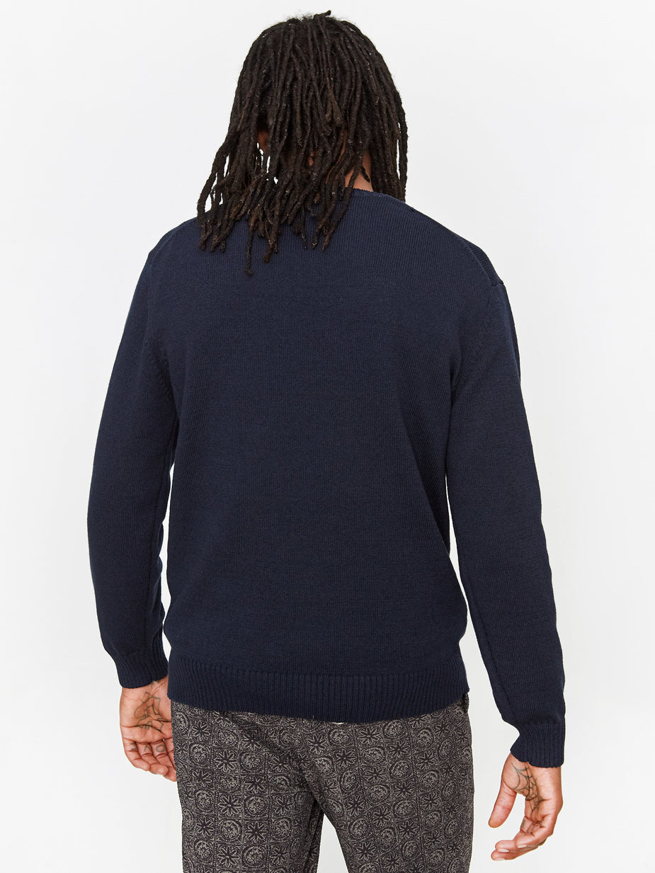 Beams Plus Beams Plus Lily Yarn 5G Crewneck Jumper - Navy - Blue