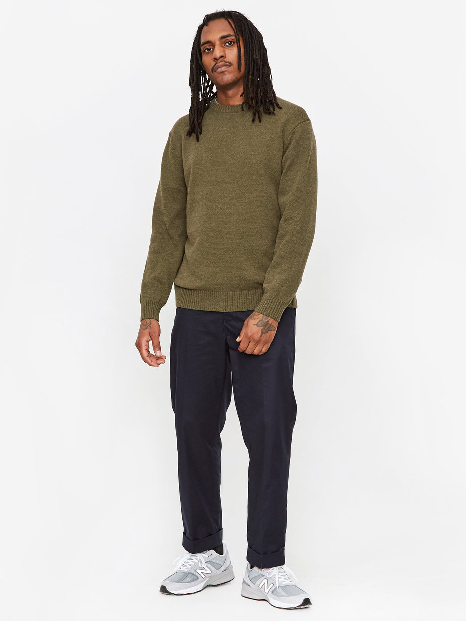 Beams Plus Beams Plus Lily Yarn 5G Crewneck Jumper - Olive - Green