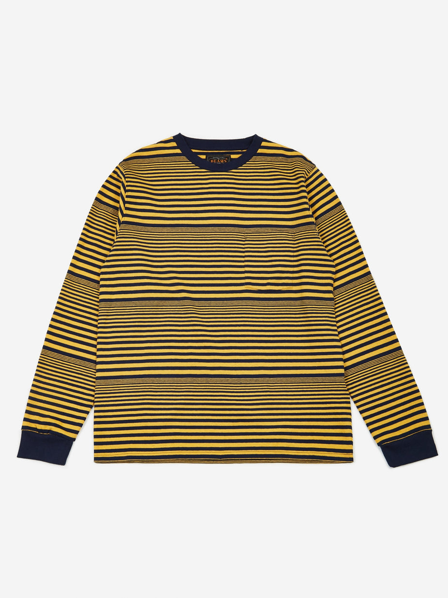 Beams Plus Beams Plus Multi Border Pocket Longsleeve T-Shirt - Yellow - Yellow