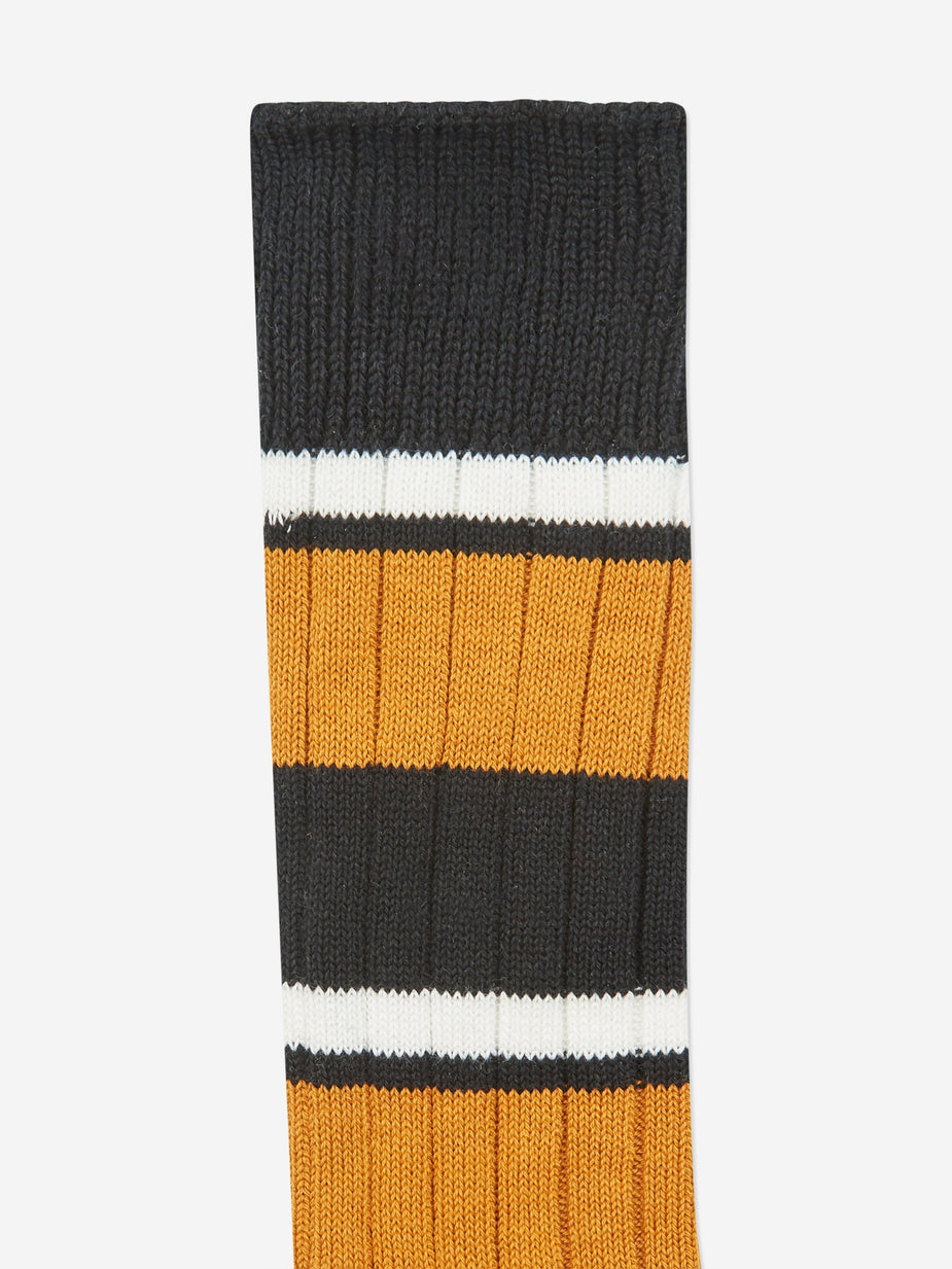 Beams Plus Beams Plus Multi Border Sock - Yellow/Black/Off White - Yellow