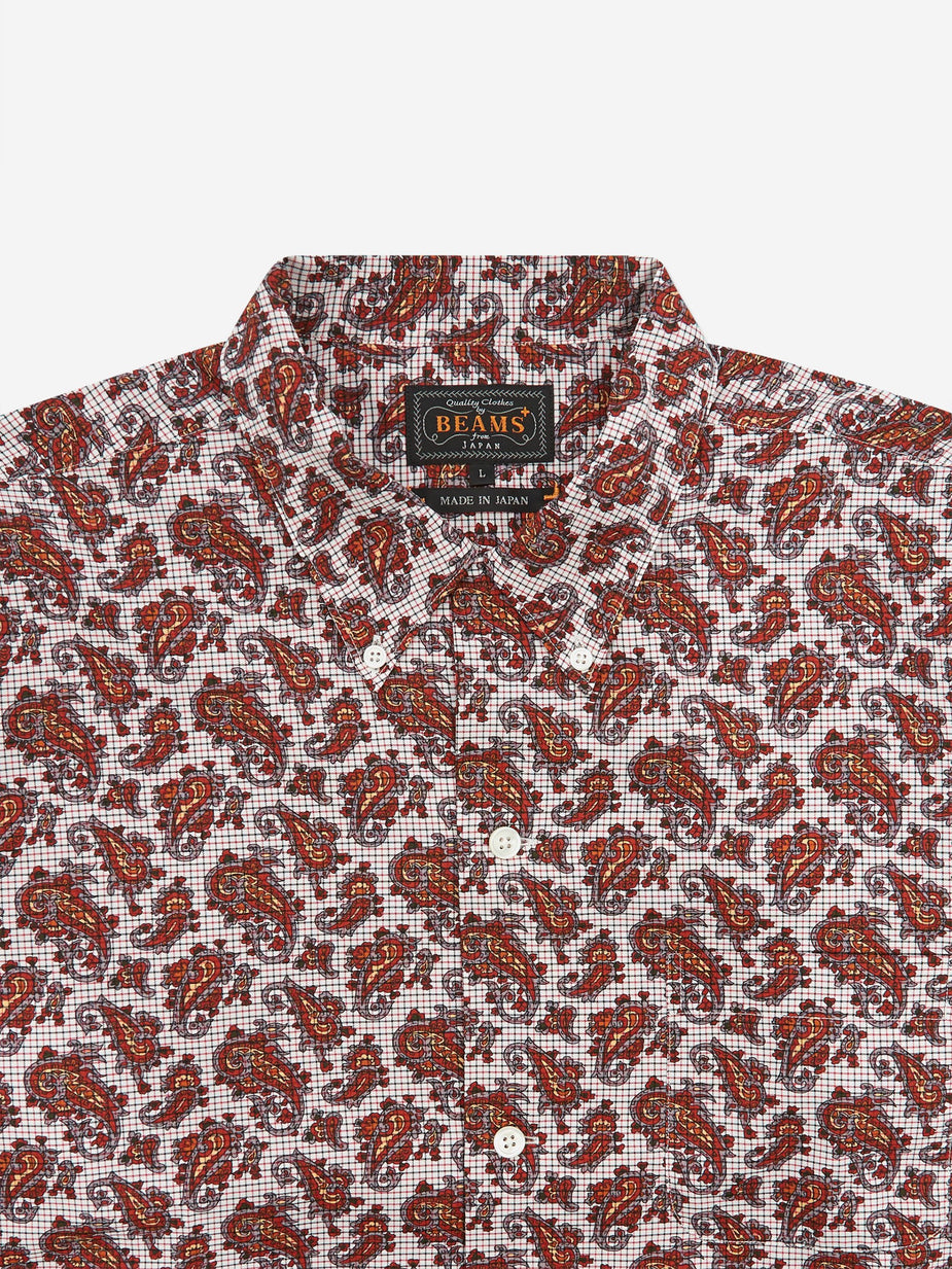 Beams Plus Beams Plus Open Collar B.D Tattersall Print Paisley Shirt - Red - Red