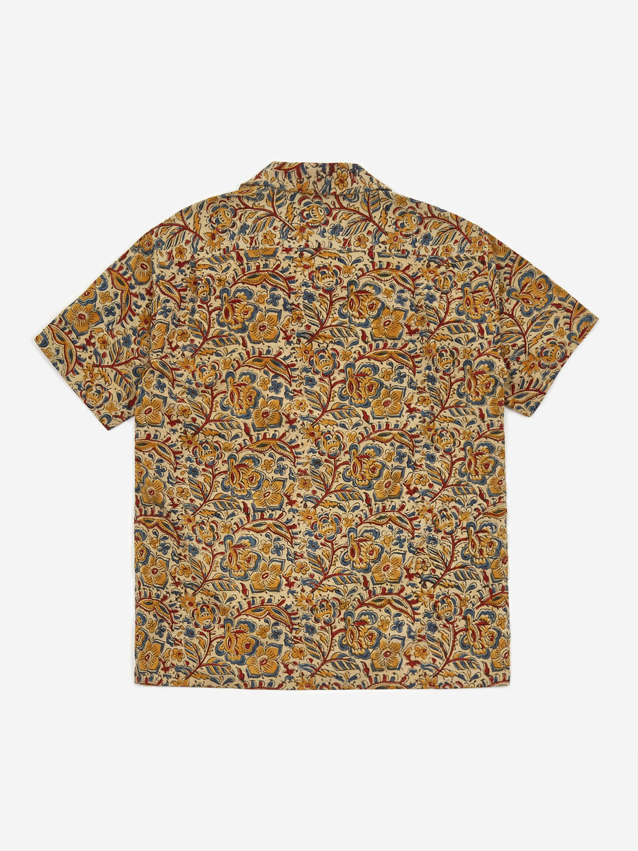 Beams Plus Beams Plus Open Collar Block Print Shortsleeve Shirt - Beige - Neutrals