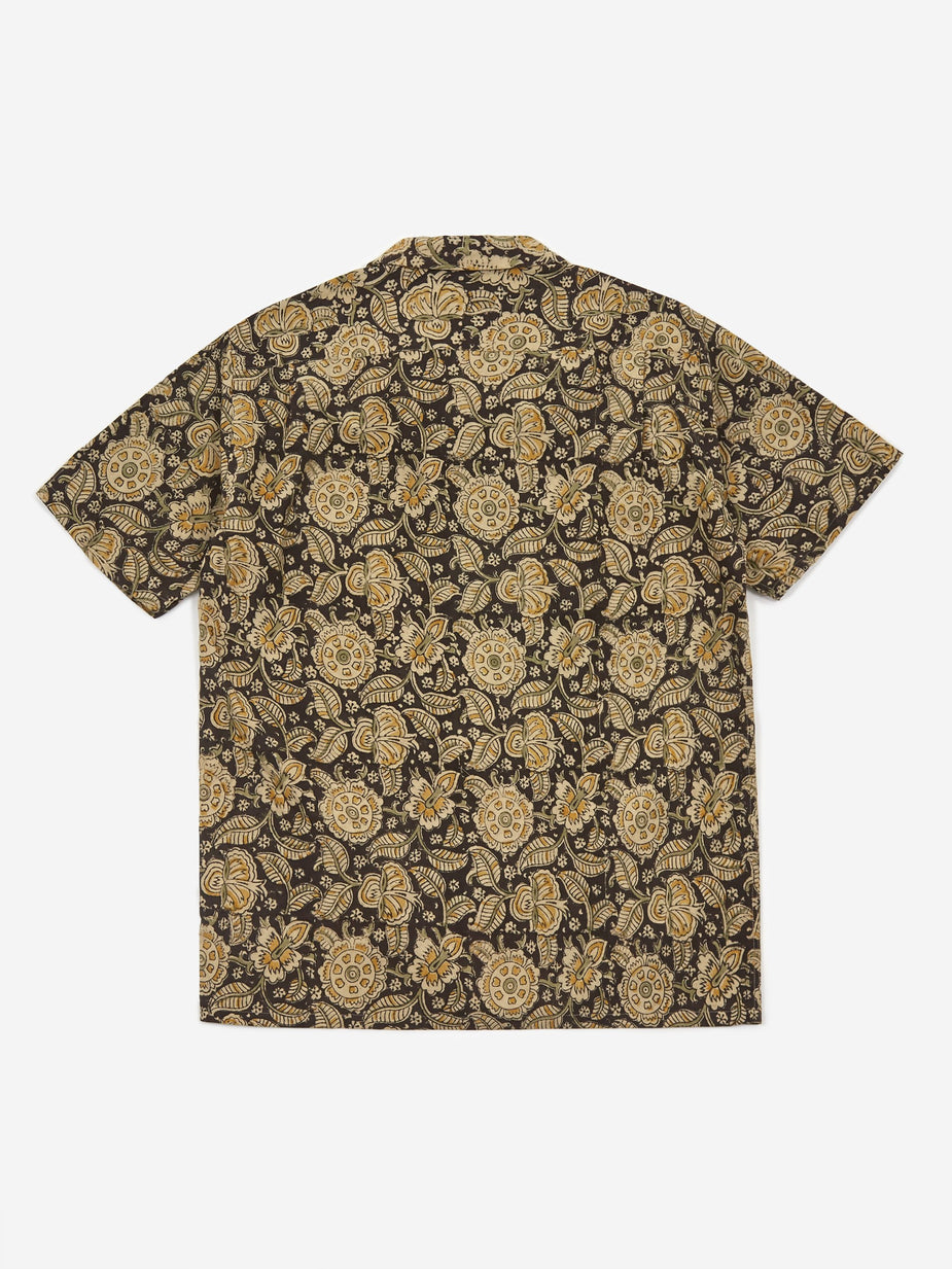 Beams Plus Beams Plus Open Collar Block Print Shortsleeve Shirt - Black/Brown - Brown