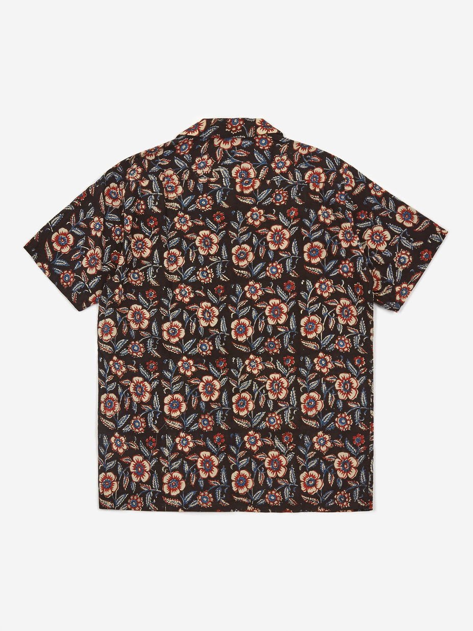 Beams Plus Beams Plus Open Collar Block Print Shortsleeve Shirt - Black - Black