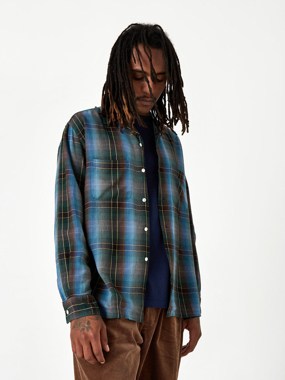 Beams Plus Beams Plus Open Collar Obre Check Shirt - Blue - Blue