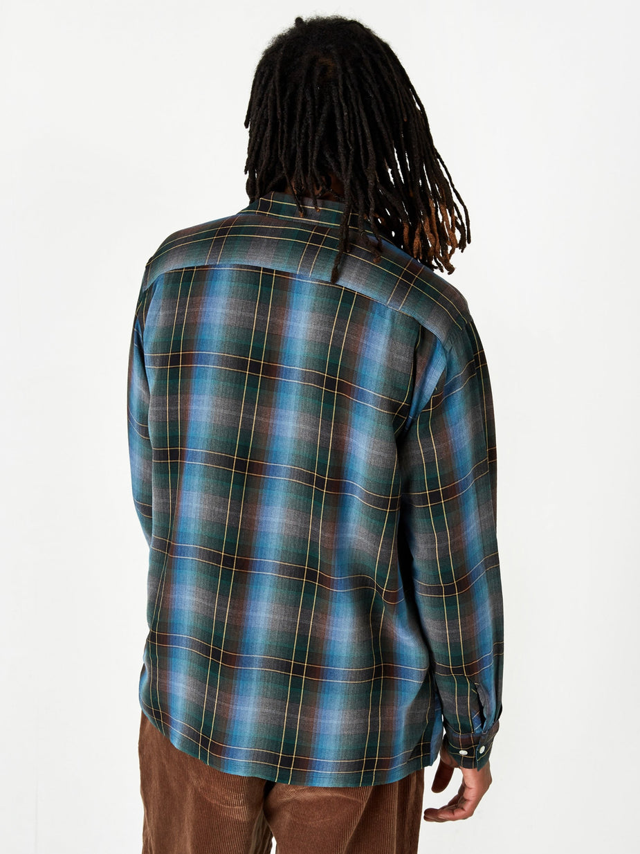 Beams Plus Beams Plus Open Collar Obre Check Shirt - Blue - Blue