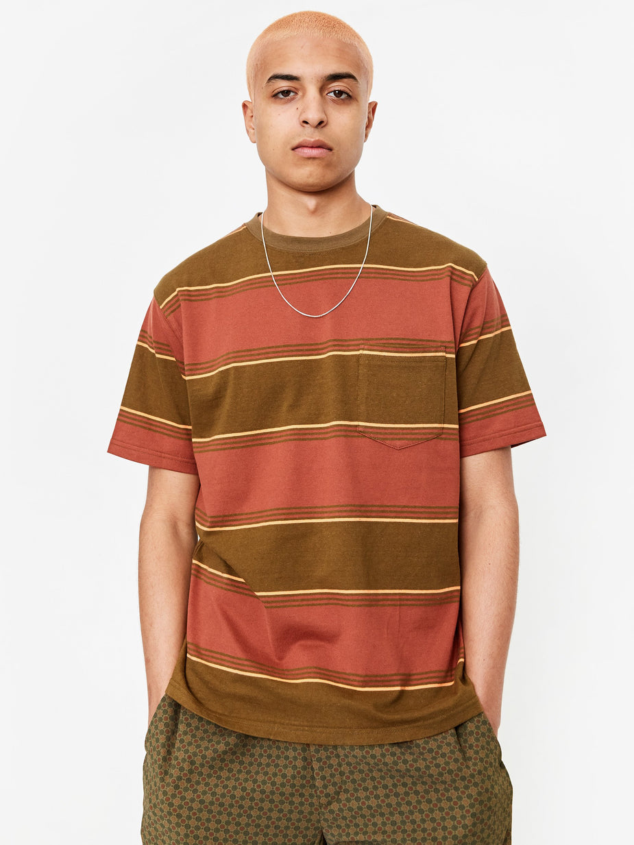 Beams Plus Beams Plus Pocket 16/ Border T-Shirt - Olive - Green