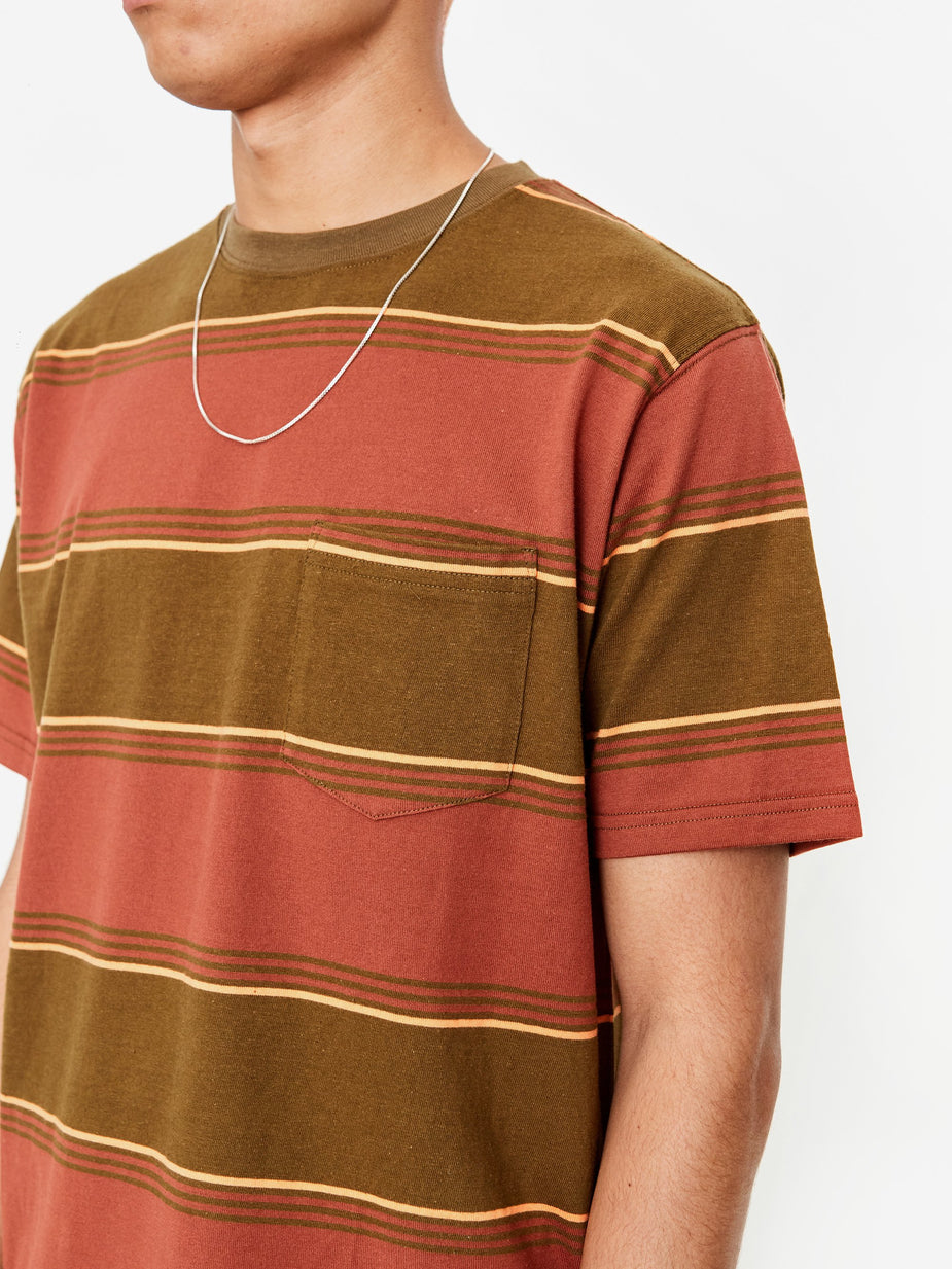 Beams Plus Beams Plus Pocket 16/ Border T-Shirt - Olive - Green