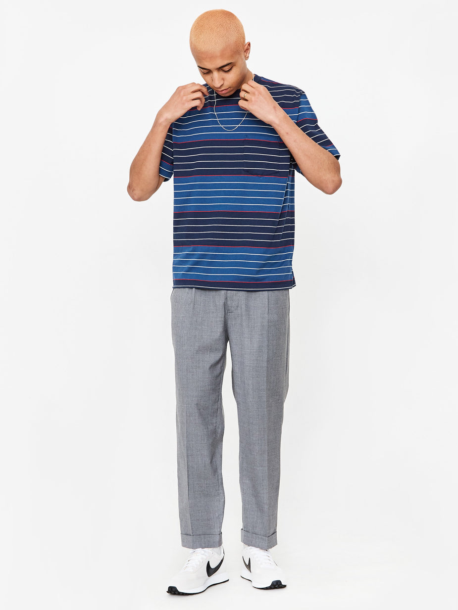 Beams Plus Beams Plus Pocket 40/2 Multi Border T-Shirt - Navy - Blue