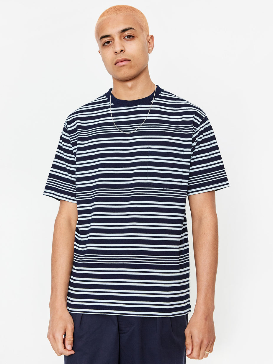 Beams Plus Beams Plus Pocket Indigo Border T-Shirt - Narrow Border - Other