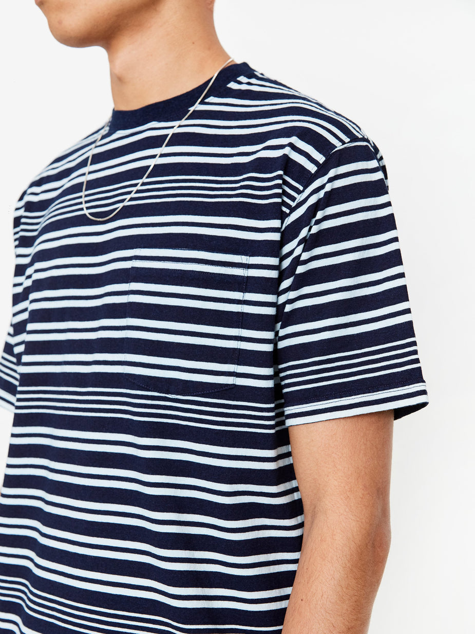 Beams Plus Beams Plus Pocket Indigo Border T-Shirt - Narrow Border - Other