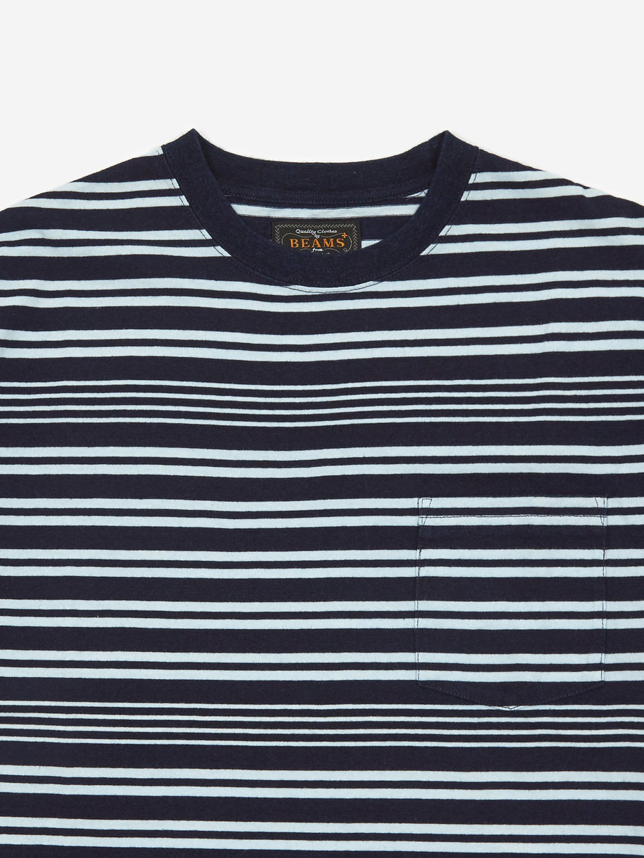 Beams Plus Beams Plus Pocket Indigo Border T-Shirt - Narrow Border - Other