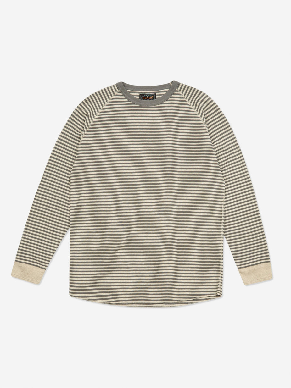 Beams Plus Beams Plus Rib Border Crewneck Sweatshirt - Grey - Grey
