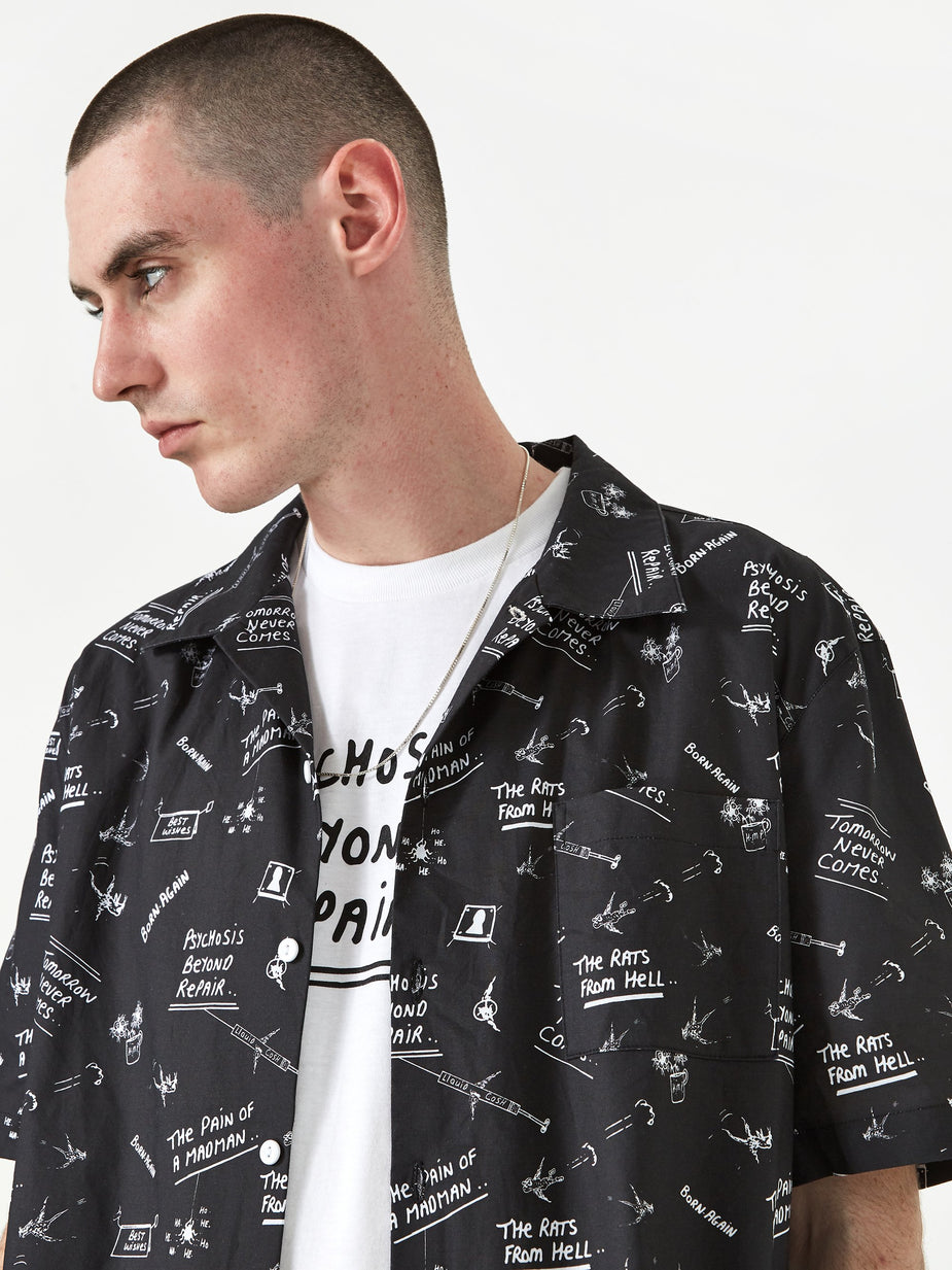 Born Again Born Again Doodles Shortsleeve Shirt - Black/White - Black