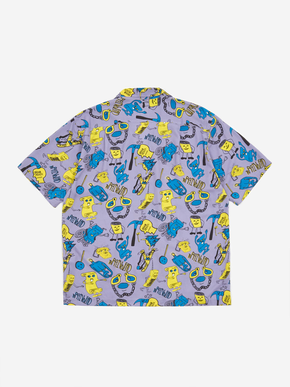 Brain Dead Brain Dead Caricatures Shortsleeve Hawaiian Shirt - Plum - Purple