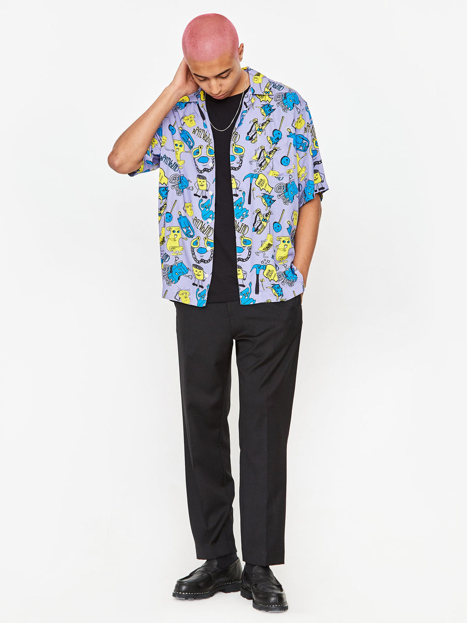 Brain Dead Brain Dead Caricatures Shortsleeve Hawaiian Shirt - Plum - Purple