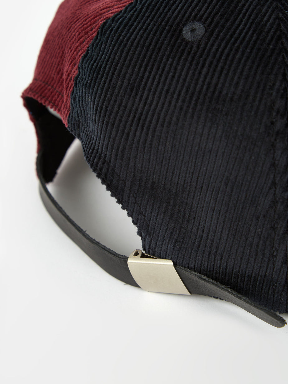 Brain Dead Brain Dead Colour Blocked Strap Back Cap - Navy/Maroon/Black - Black
