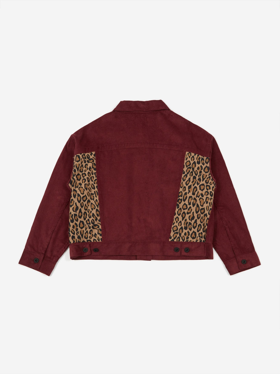 Brain Dead Brain Dead Corduroy Leopard Contrast Trucker Jacket - Maroon - Other