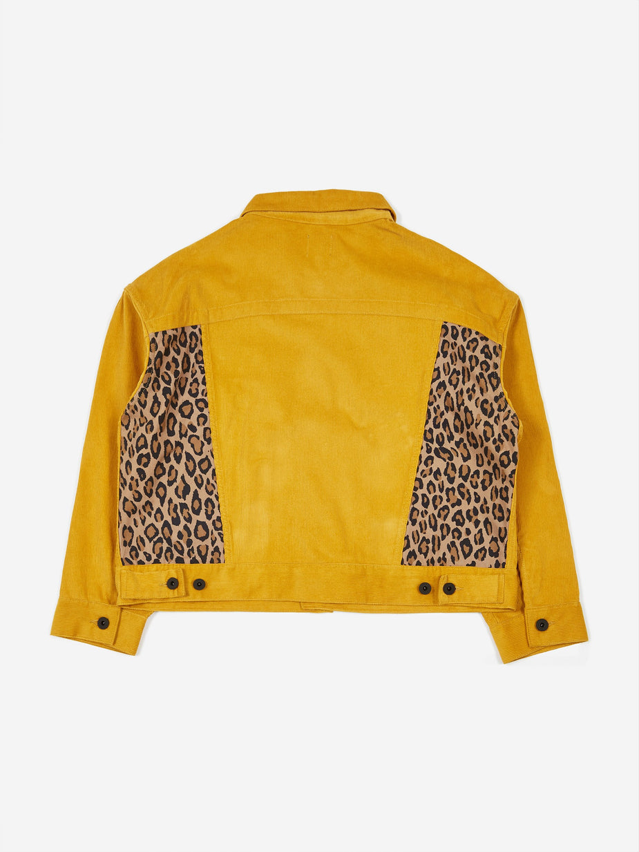 Brain Dead Brain Dead Corduroy Leopard Contrast Trucker Jacket - Yellow - Yellow