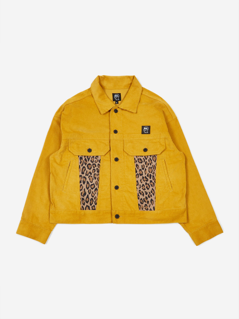 Brain Dead Brain Dead Corduroy Leopard Contrast Trucker Jacket - Yellow - Yellow